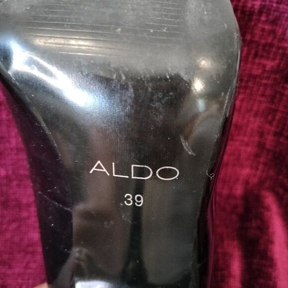 Aldo Black Glossy Patent Leather Pointed Toe Pumps Size 7 - Picture 6 of 7